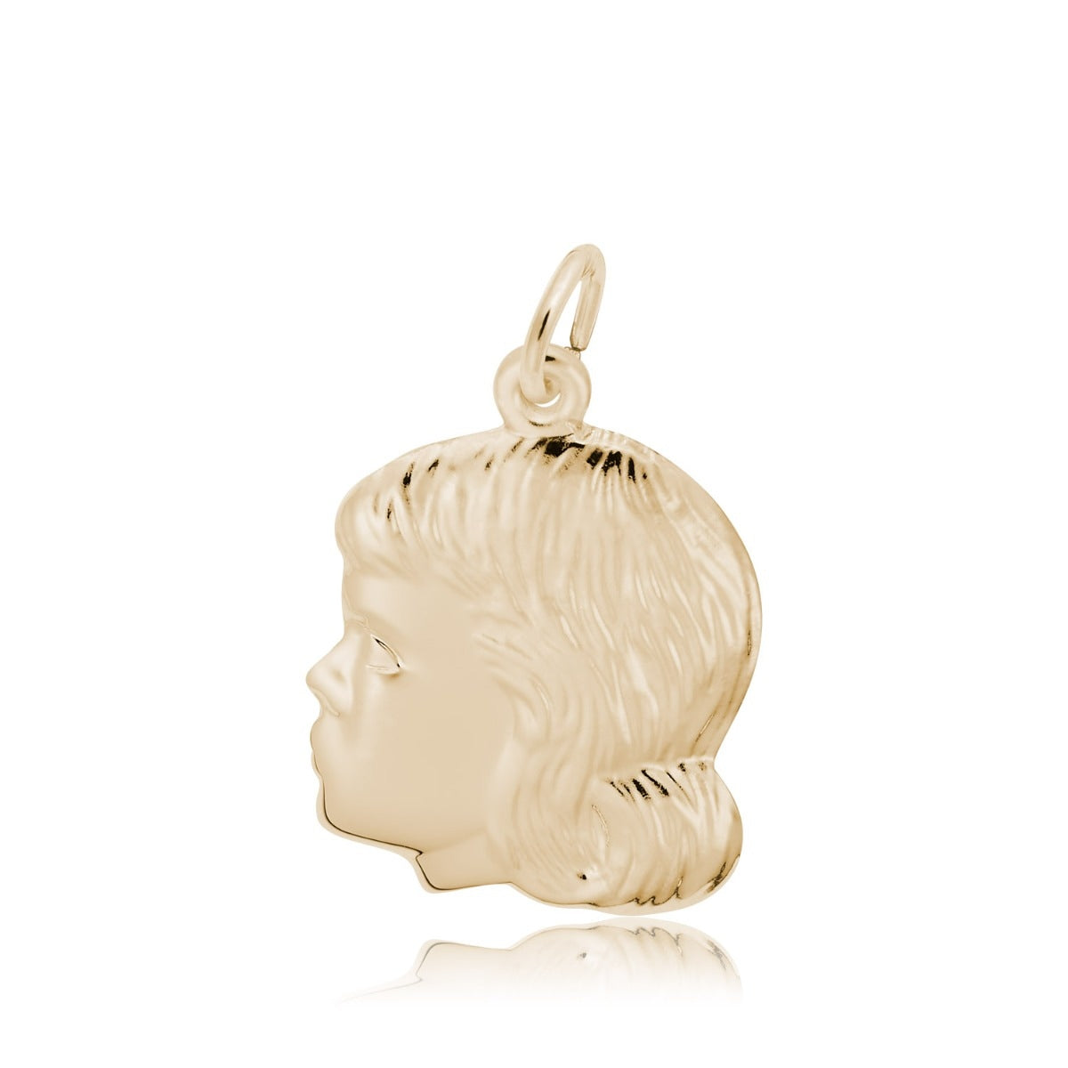 Young Girlâ€™s Head Charm in 14K Yellow Gold