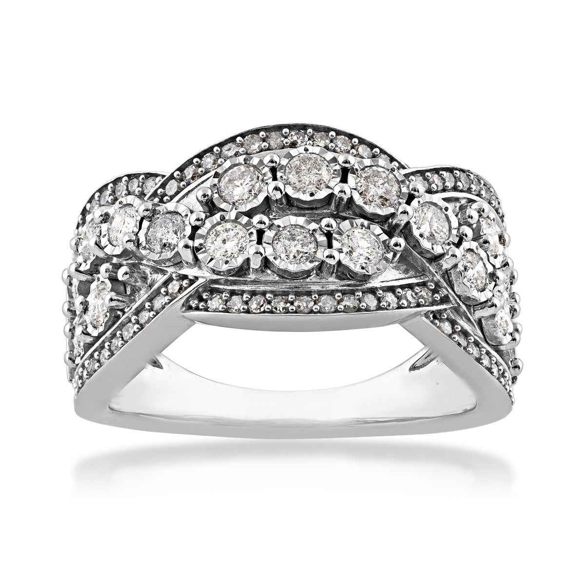 1 ct. tw. Diamond Multi-Row Crossover Band in 10K White Gold