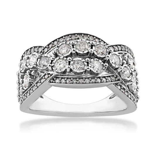 1 ct. tw. Diamond Multi-Row Crossover Band in 10K White Gold