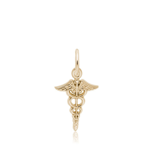 Caduceus Charm in 14K Yellow Gold