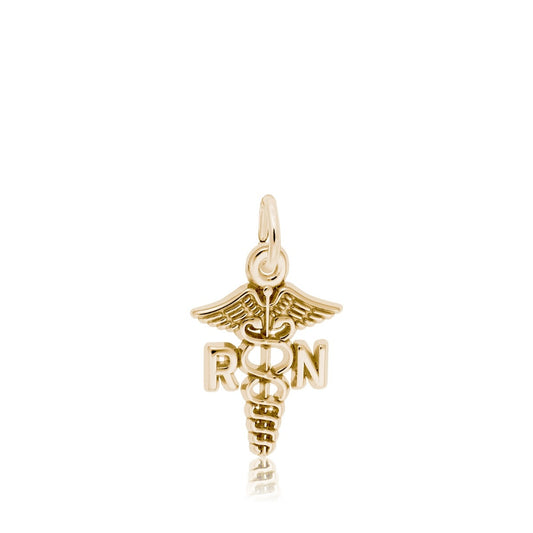 RN Caduceus Charm in 14K Yellow Gold