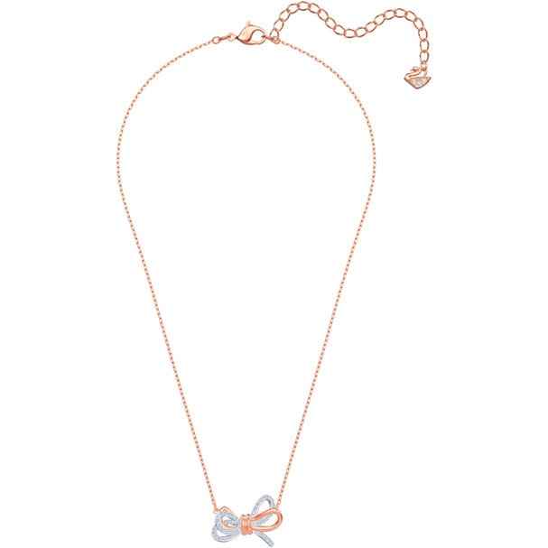 Swarovski Lifelong Bow Pendant - Bow, White, Two-Tone Plated front view
