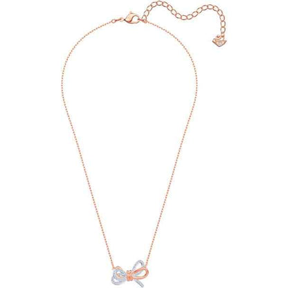 Swarovski Lifelong Bow Pendant - Bow, White, Two-Tone Plated front view