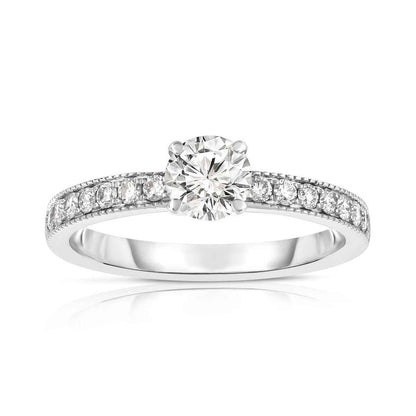 Brilliantly Yours 1 ct. tw. Round Brilliant Diamond Engagement Ring with Milgrain Edges in 14K White Gold