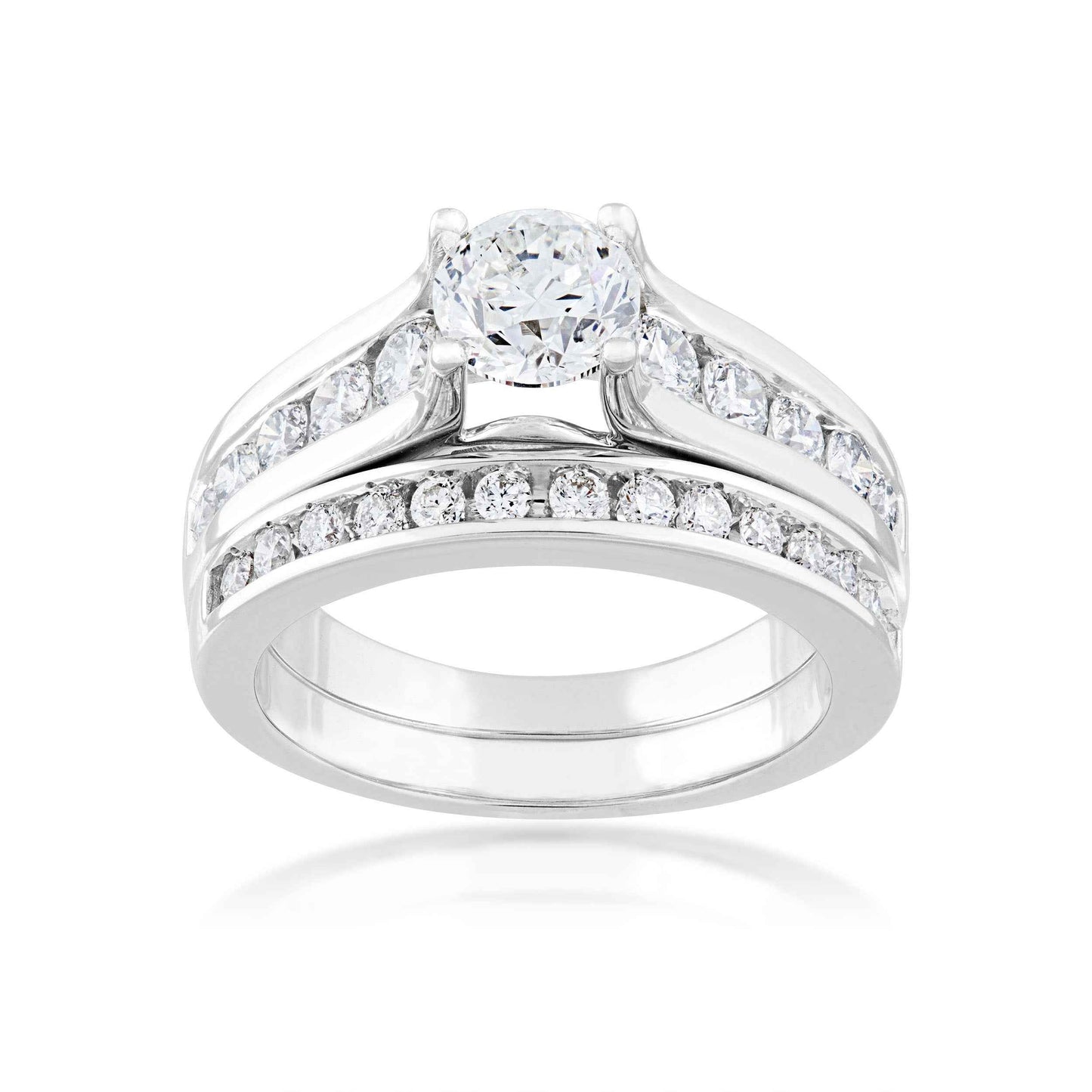 Natural 2 ct. tw. Round Brilliant Diamond Wedding Set in 14K White Gold