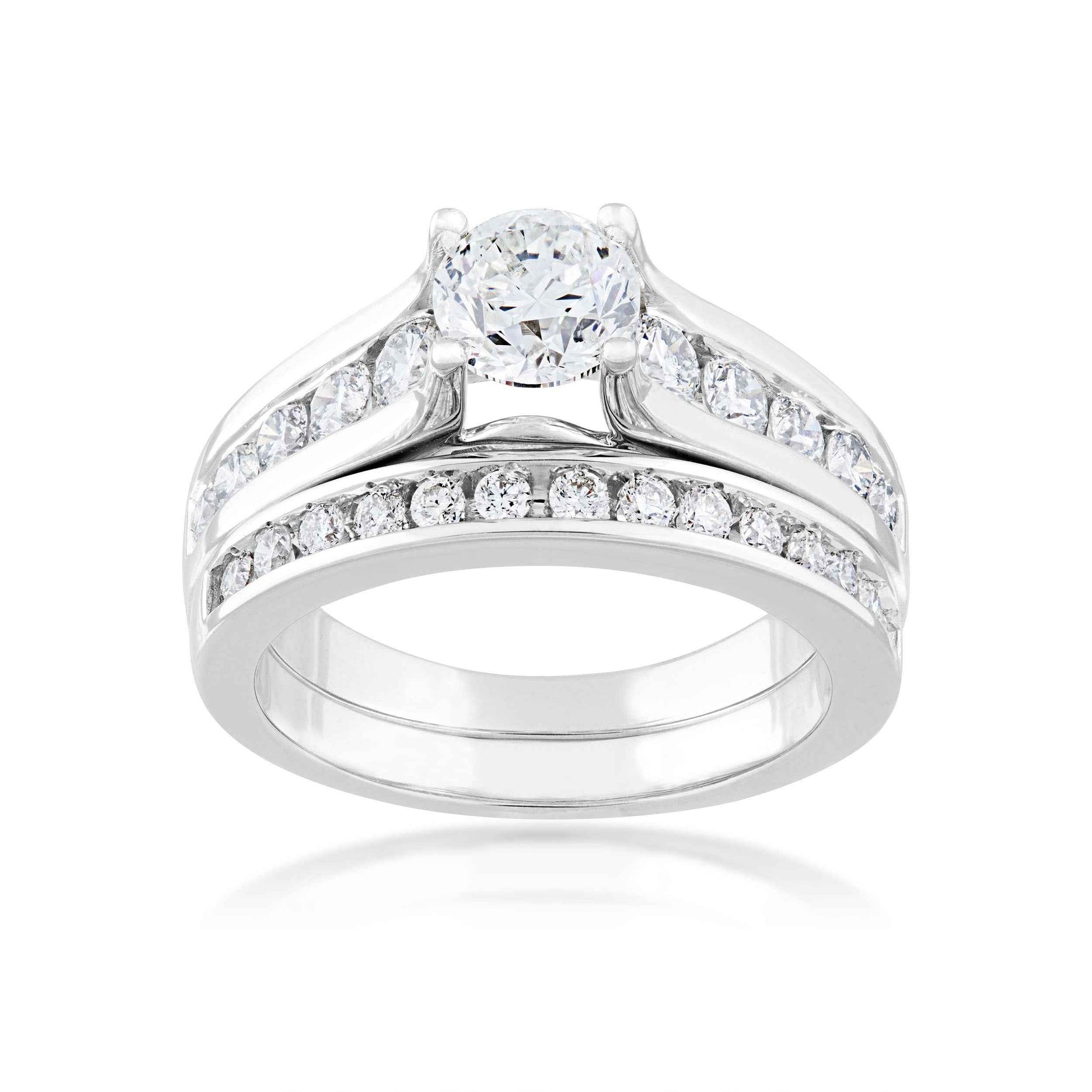 Natural 2 ct. tw. Round Brilliant Diamond Wedding Set in 14K White Gold