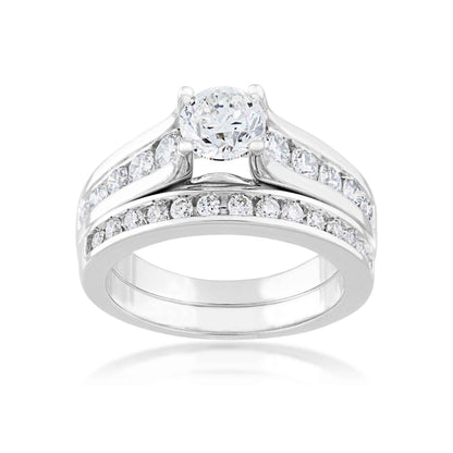 Natural 2 ct. tw. Round Brilliant Diamond Wedding Set in 14K White Gold