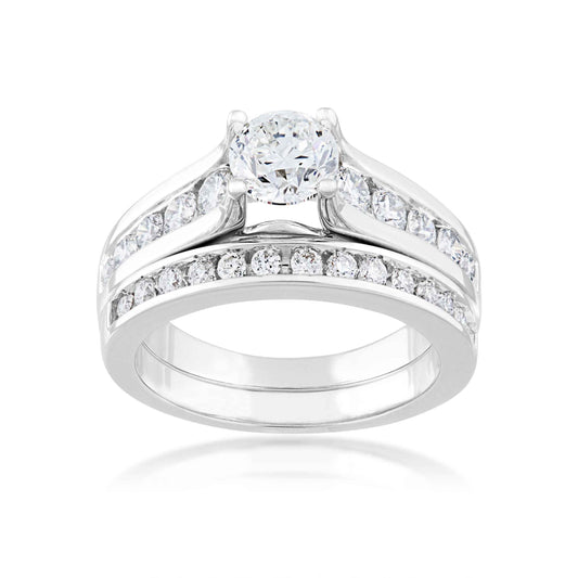 Natural 2 ct. tw. Round Brilliant Diamond Wedding Set in 14K White Gold