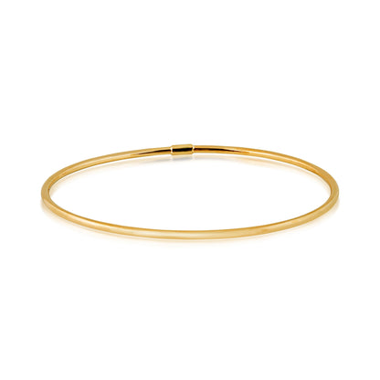 Stackable 2mm Polished Bangle Bracelet in 14K Yellow Gold