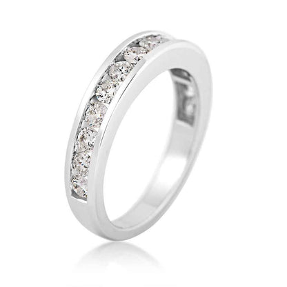 1 ct. tw. Round Diamond Channel Set Anniversary Ring in 10K White Gold close-up detail