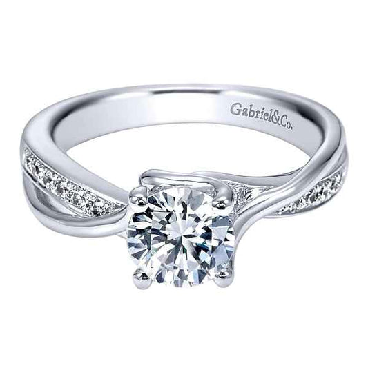 Gabriel & Co. .14 ct. Round Semi-Mount Engagement Ring with Twisted Band in 14K White Gold
