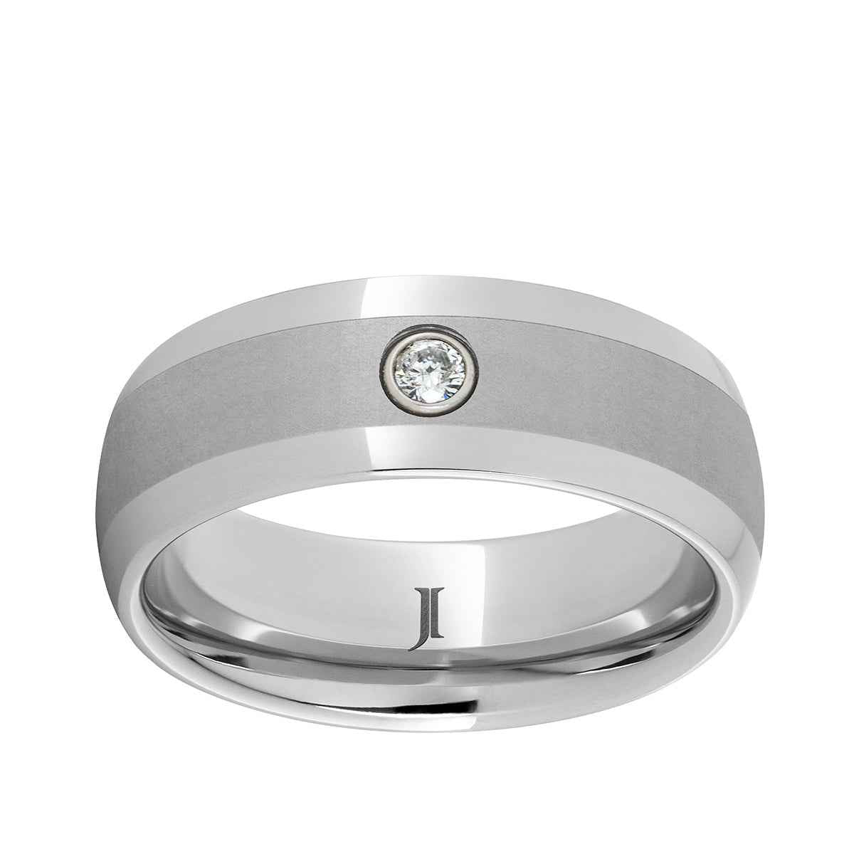 Men's 8mm Diamond Accent Serinium Wedding Band with Satin Finish