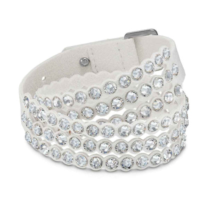 Swarovski Power Crystal Slake Wrap Bracelet in Silver Alcantara Fabric