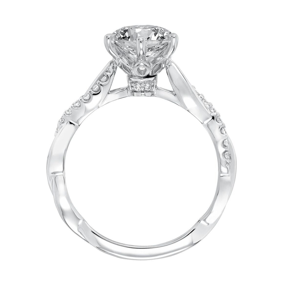 Artcarved Contemporary 1/7 ct. tw. Diamond Twist Semi-Mount Engagement Ring in 10K White Gold side profile