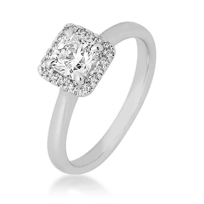 Canadian Rocks 9/10 ct. tw. Ideal Square Cut Diamond Halo Engagement Ring in 14K White Gold close-up detail