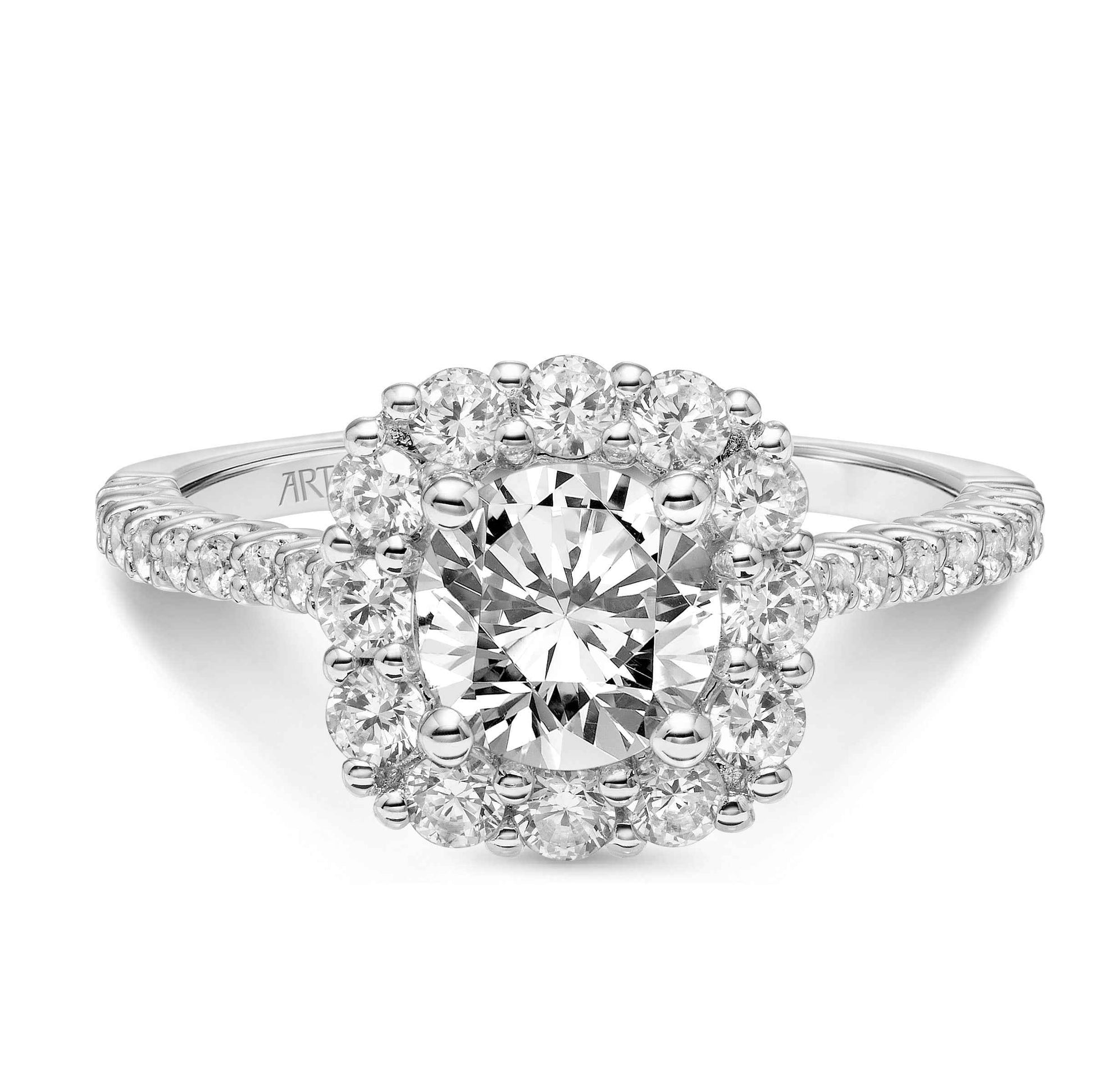 ArtCarved Contemporary 3/4 ct. tw. Round Diamond Halo Semi-Mount Engagement Ring in 14K White Gold
