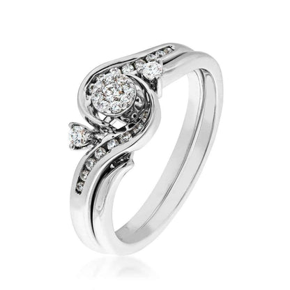 True Promise 1/4 ct. tw. Diamond Cluster Wedding Set in 10K White Gold front view