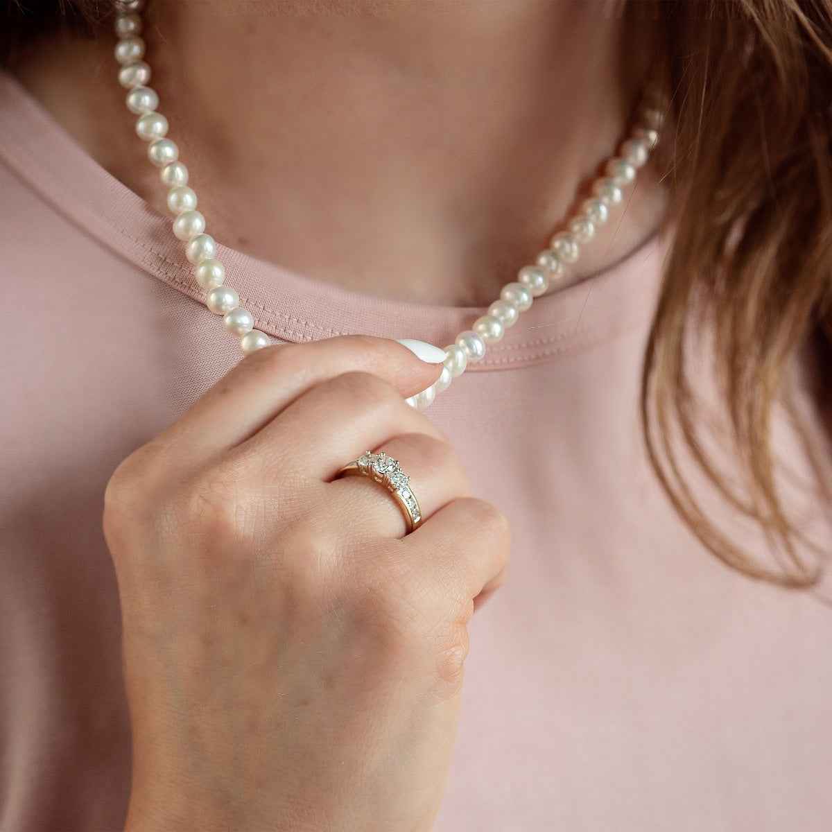 6-6.5mm 18-inch Cultured Freshwater Pearl Strand Necklace in 10K Yellow Gold front view
