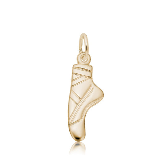 Flat Ballet Pointe Shoe Charm in 14K Yellow Gold