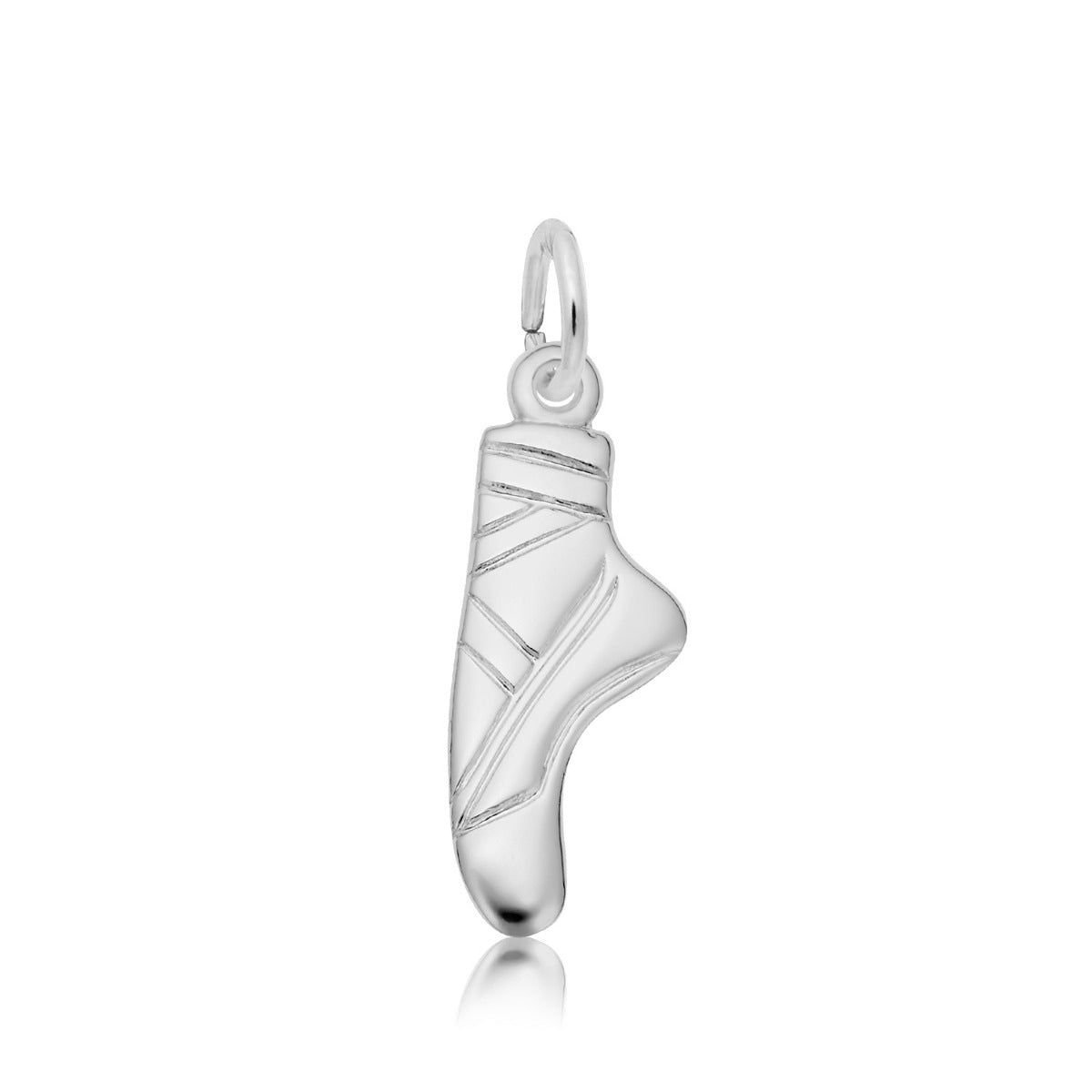Flat Ballet Pointe Shoe Charm in Sterling Silver