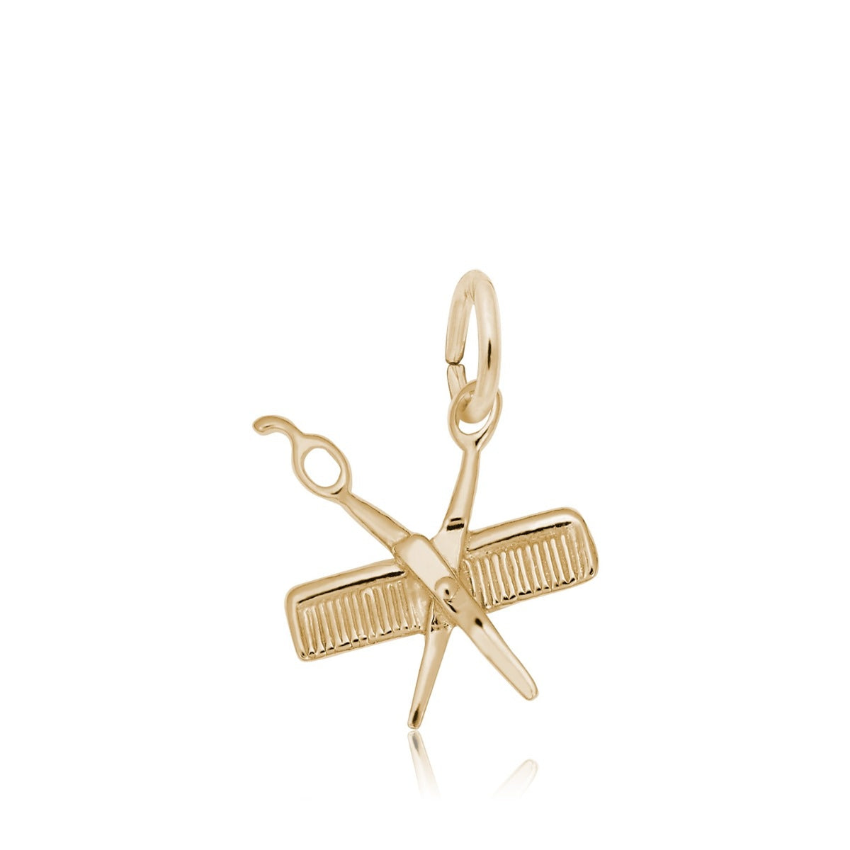 Comb & Scissors Charm in 14K Yellow Gold