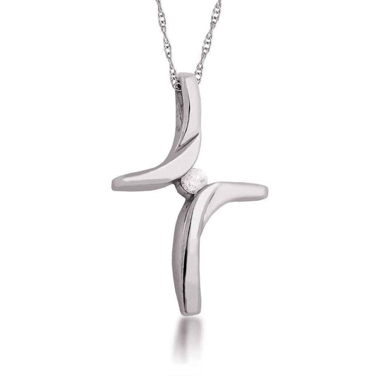 .03 ct. tw. Diamond Modern Cross Pendant in 10K White Gold