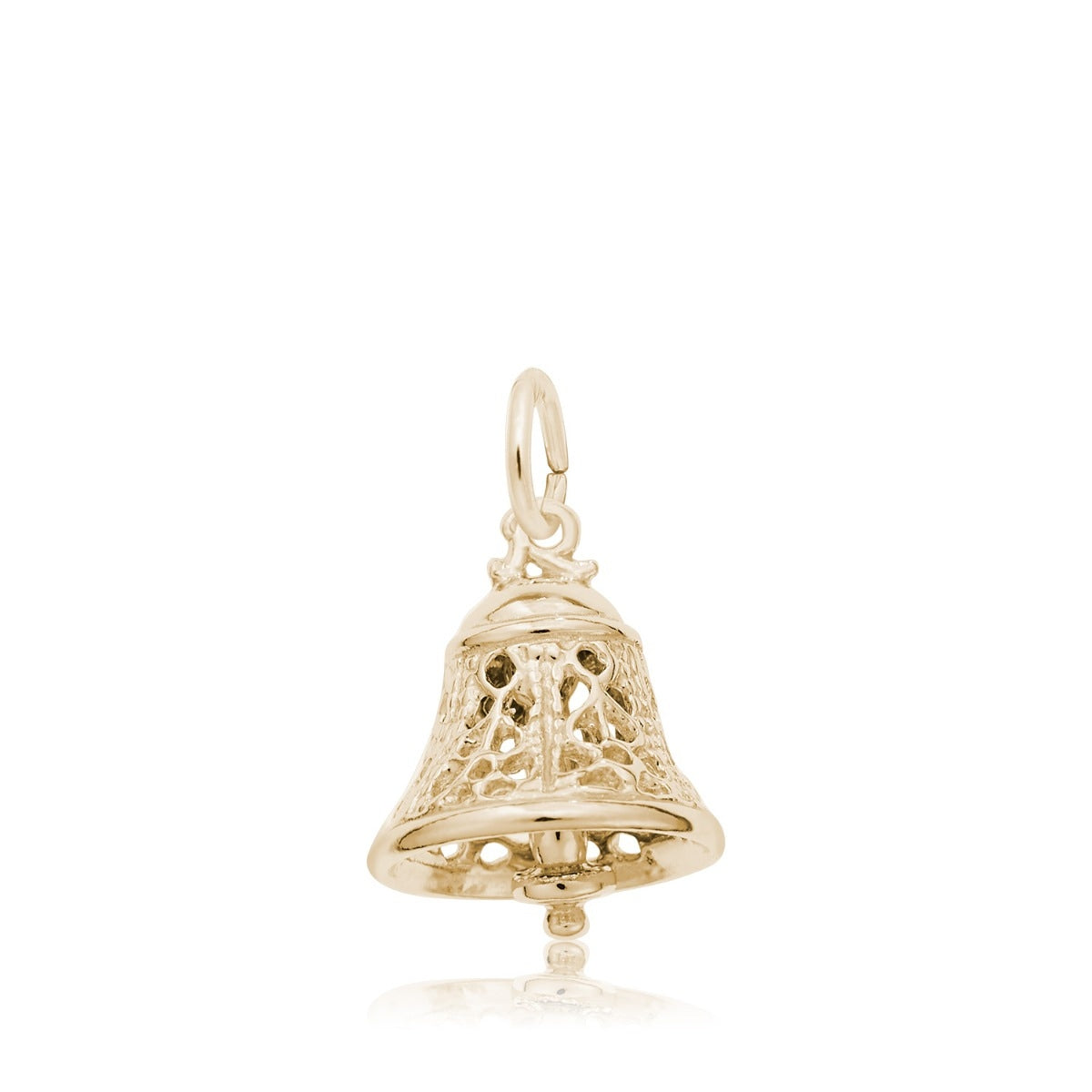 Filigree Bell Charm in 14K Yellow Gold