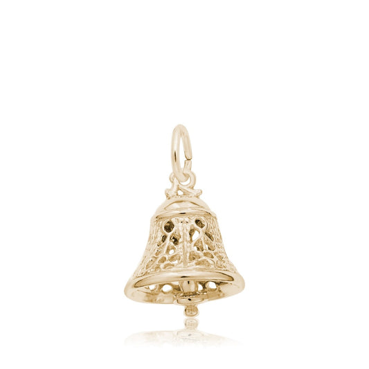 Filigree Bell Charm in 14K Yellow Gold