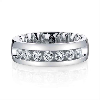 MFIT Men's 1 ct. tw. Channel-Set Diamond Wedding Band in 10K White Gold close-up detail