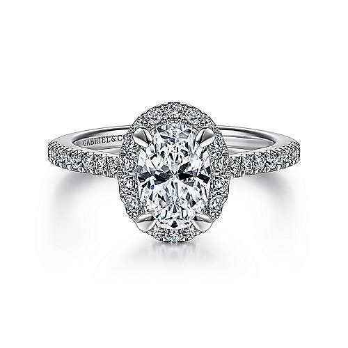 Gabriel & Co. 1/3 ct. tw. Oval Semi-Mount Diamond Halo Engagement Ring in 14K White Gold