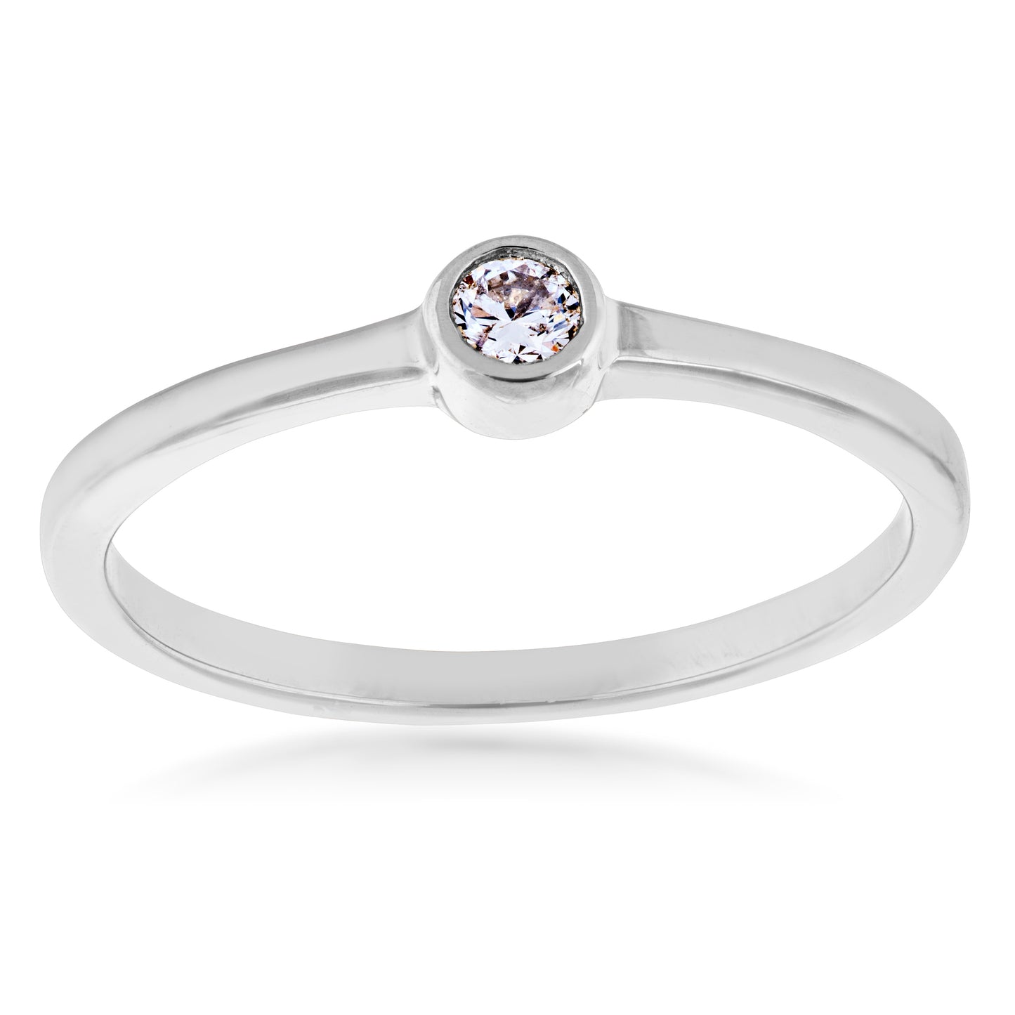 .08 ct. tw. Round Diamond Bezel Set Stackable Ring in 10K White Gold