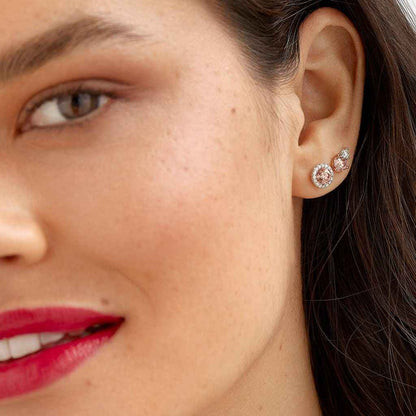 Lightbox Lab-Grown Diamond 1/2ct. tw. Round Pink Solitaire Earrings in 10KT Rose Gold front view