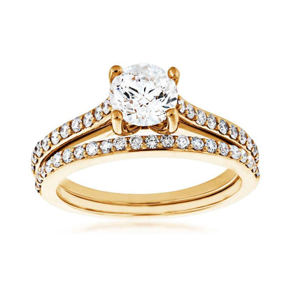 Noventa 1-1/2 ct. tw. Classic Round Brilliant Diamond Wedding Set in 14K Yellow Gold