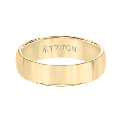 Triton Men's 6MM Yellow Tungsten Wedding Band Domed with Polish Finish