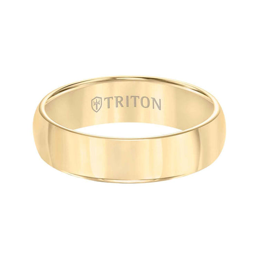 Triton Men's 6MM Yellow Tungsten Wedding Band Domed with Polish Finish