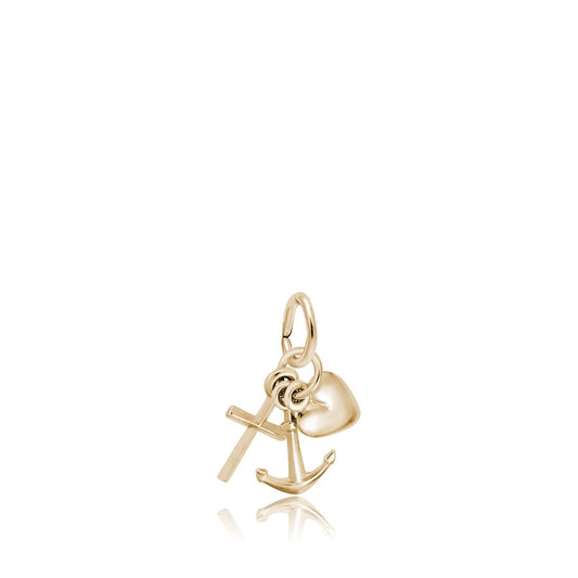Small Faith, Hope & Charity Charm in 14K Yellow Gold