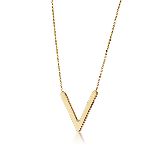 Ladies' 'V' Shaped Fashion Pendant in 10K Yellow Gold