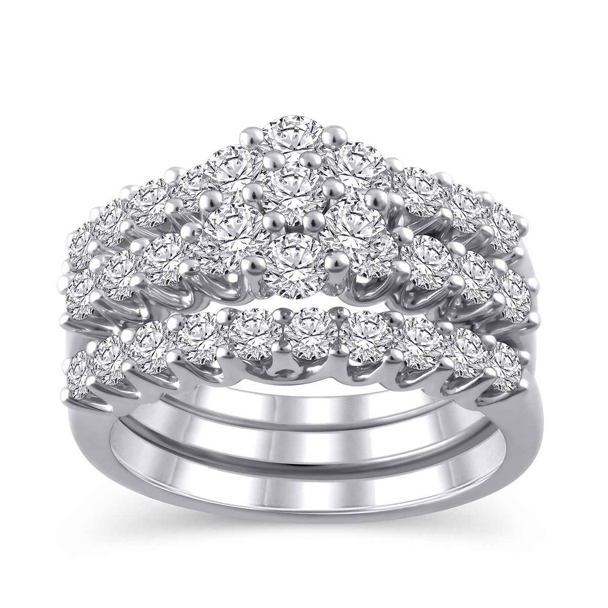 Adamante 4 ct. tw. Lab-Grown Diamond Cluster Wedding Set in 14K White Gold