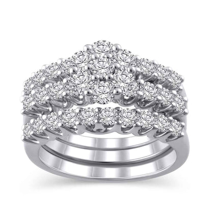 Adamante 4 ct. tw. Lab-Grown Diamond Cluster Wedding Set in 14K White Gold