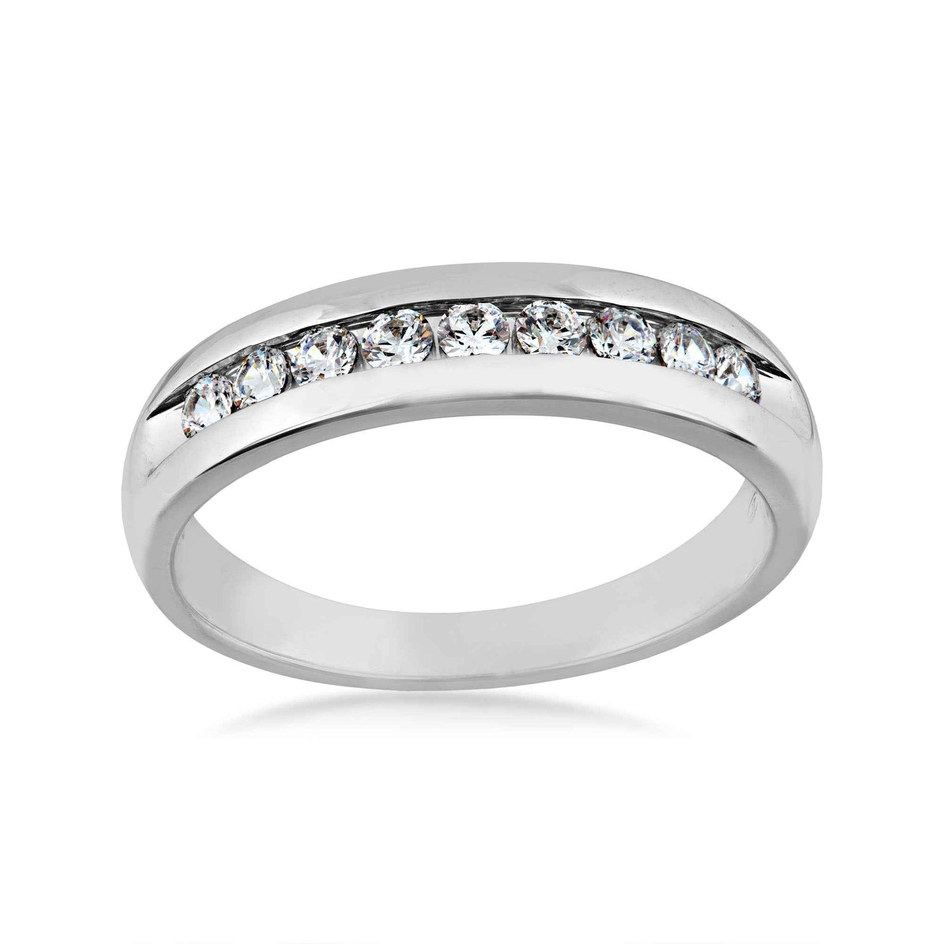 Men's 1/2 ct. tw. Round Brilliant Machine Set Diamond Wedding Band in Polished 10K White Gold