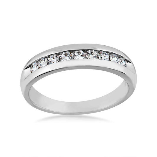 Men's 1/2 ct. tw. Round Brilliant Machine Set Diamond Wedding Band in Polished 10K White Gold