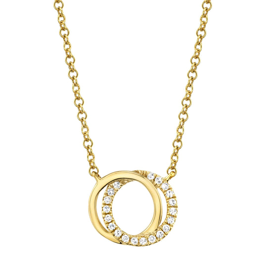 Shy Creation 1/12 ct. tw. Diamond Pave Linked Circle Necklace in 14K Yellow Gold