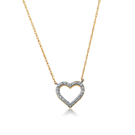 1/10 ct. tw. Diamond Heart Necklace in 10K Yellow Gold