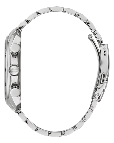Bulova Harley Davidson 12-Hour Chronograph Watch with Tachymeter Scale & Sport Fold-Over Clasp in Stainless Steel front view