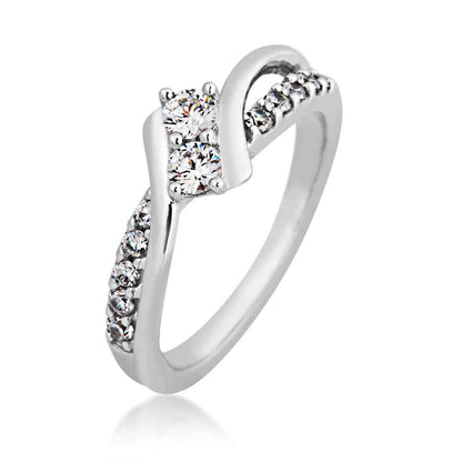 2BeLoved 1/2 ct .tw. Classic 2-Stone Diamond Anniversary Ring in 10K White Gold front view