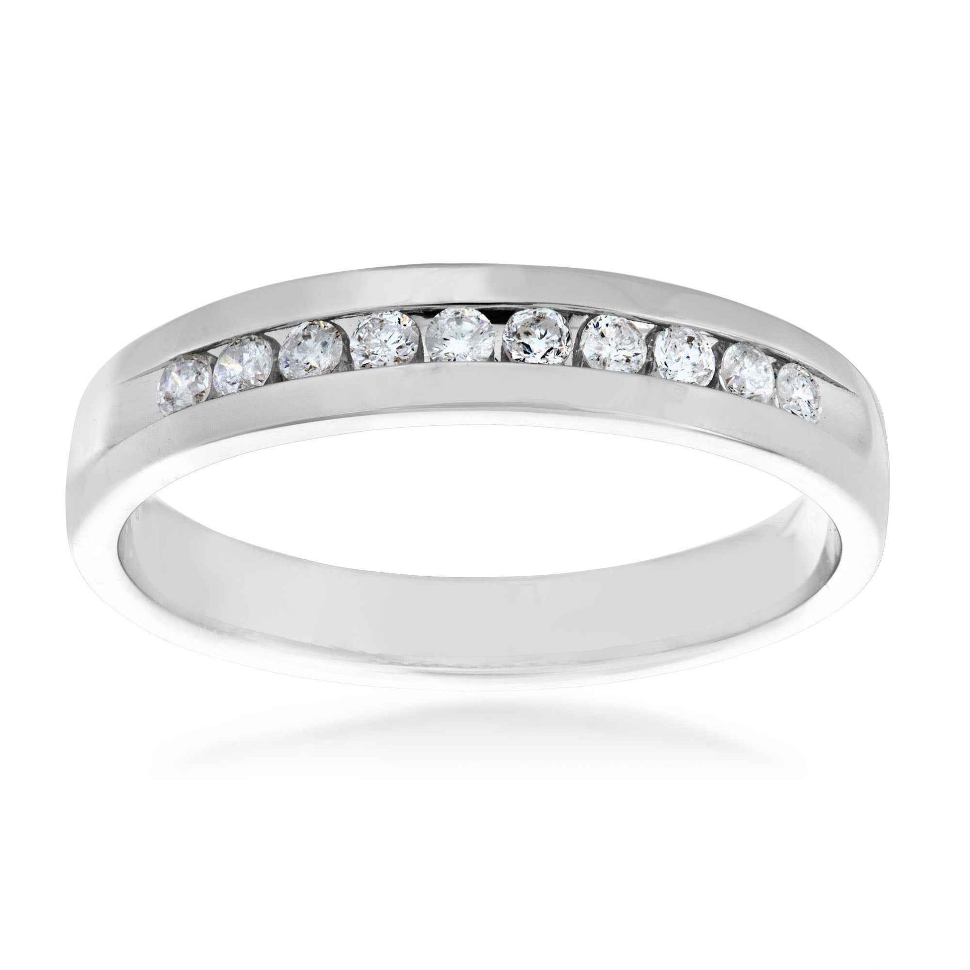 Men's 1/4 ct. tw. Round Closed Channel-Set Diamond Wedding Band in Polished 10K White Gold