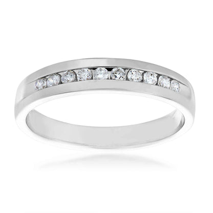Men's 1/4 ct. tw. Round Closed Channel-Set Diamond Wedding Band in Polished 10K White Gold