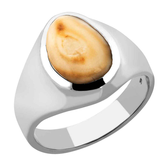 Men's Elk Ivory Ring in 14K White Gold - I41782W Big Sky