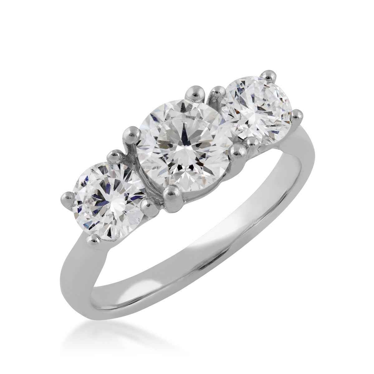 Adamante 2 ct. tw. Lab-Grown Round Diamond 3-Stone Anniversary Ring in 10K White Gold front view