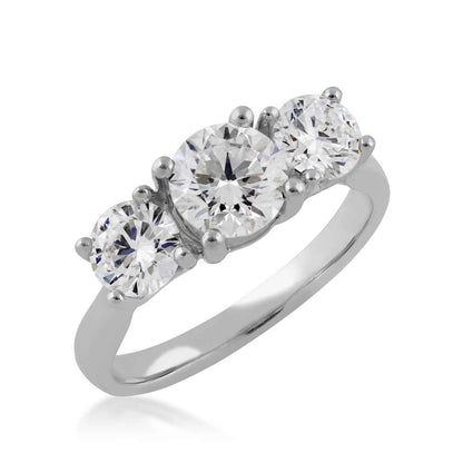 Adamante 2 ct. tw. Lab-Grown Round Diamond 3-Stone Anniversary Ring in 10K White Gold front view